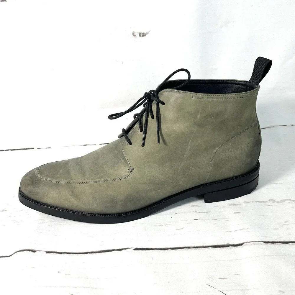 Cole Haan Wagner Boots Men's 13M Gray Chukka Apron Toe Leather Waterproof